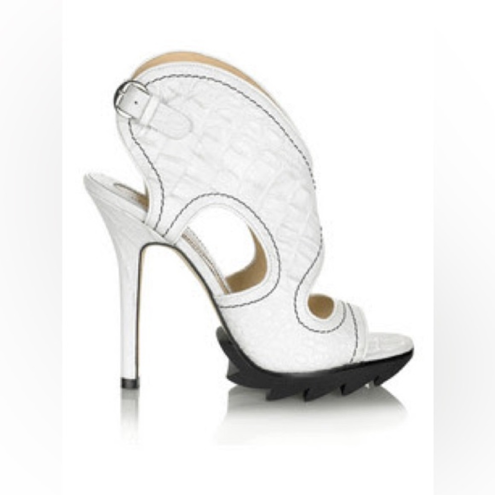 Camilla Skovgaard White Croc Embossed High Heel Pumps Shoes SZ 38.5 EU